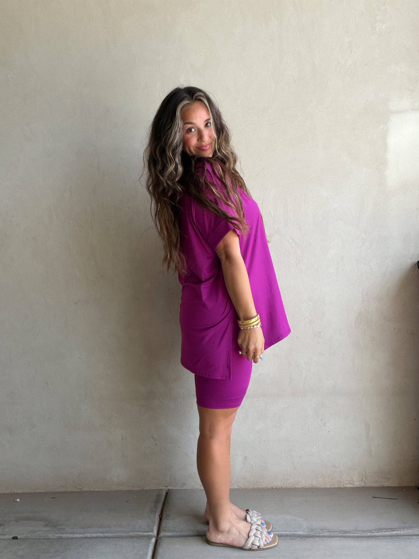 Jillian Heavenly Biker Set in Dark Magenta