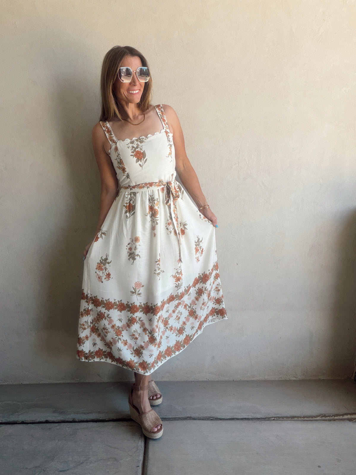 Emmie Floral Dress in Fall Cream