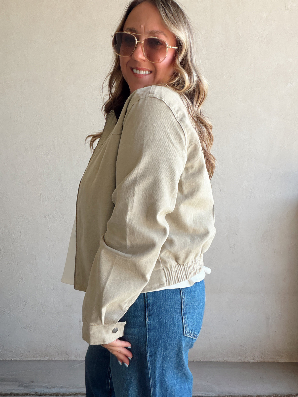 Emma Barn Cropped Jacket in Khaki