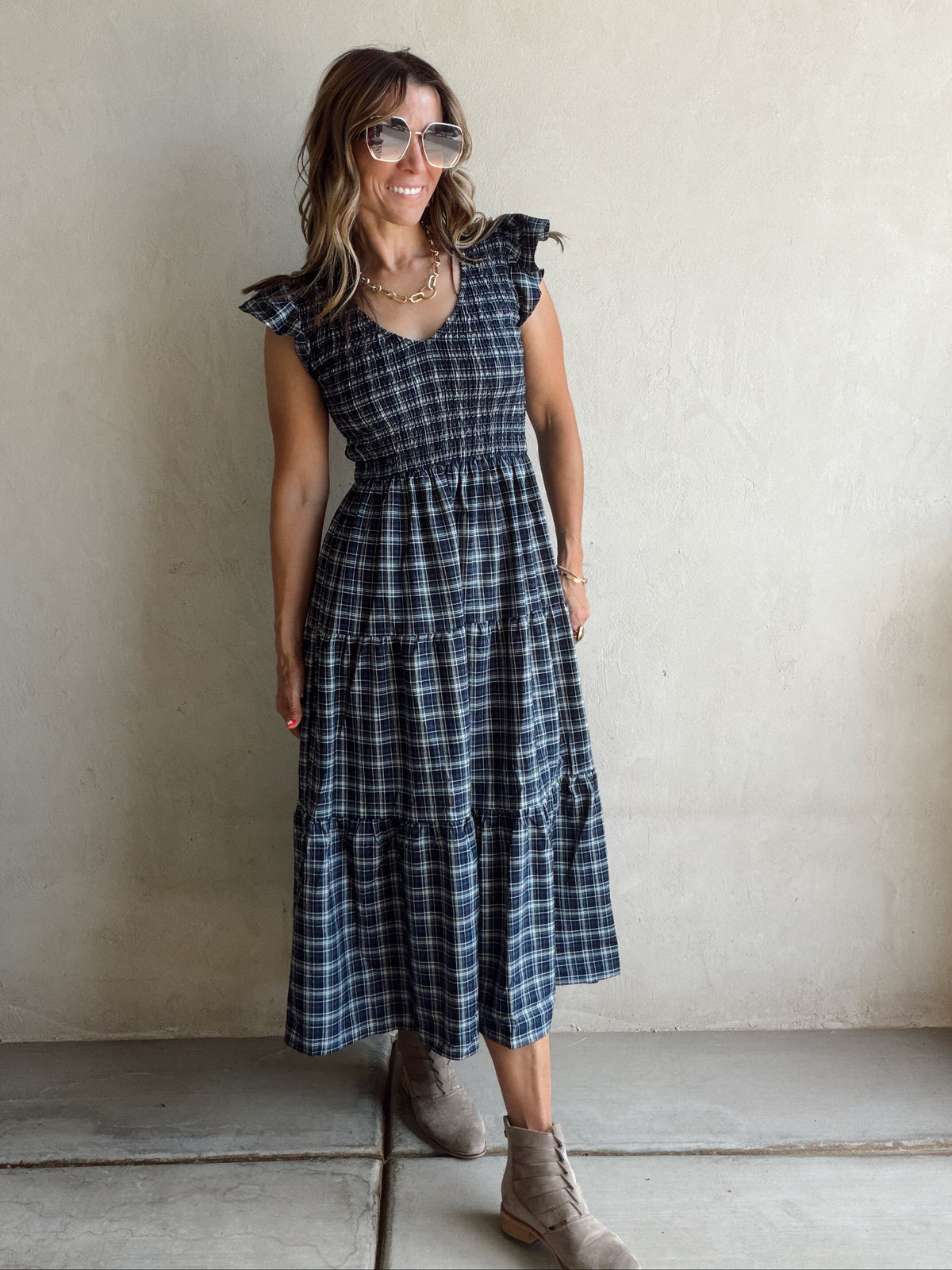 Emma Dress in Blue Plaid