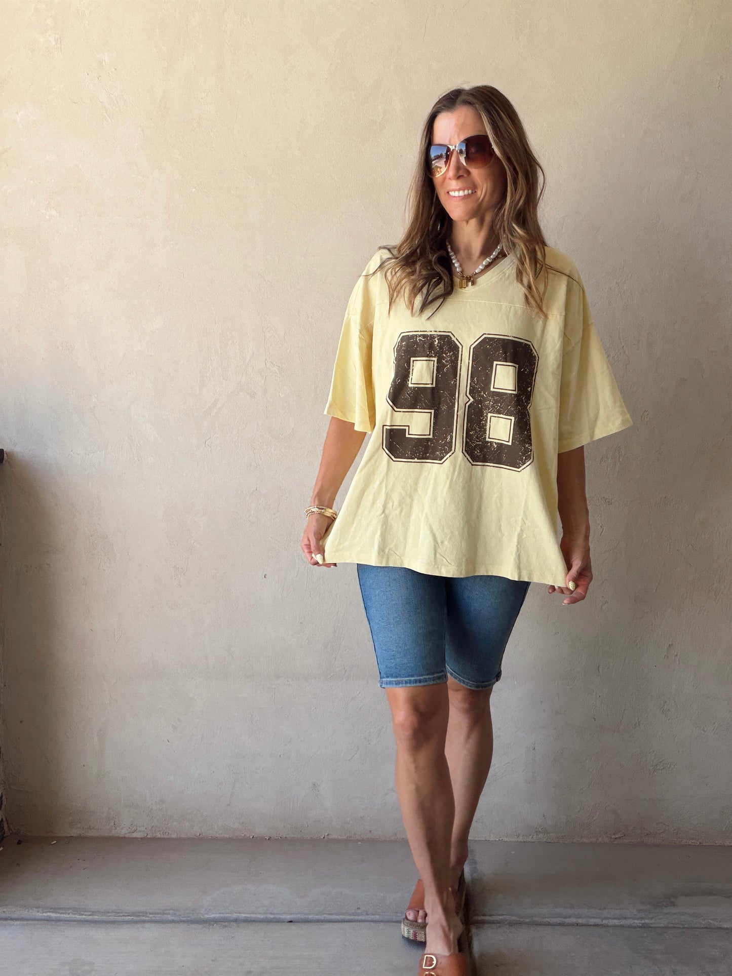 98 Oversized Varsity Tee in Mineral Wash Yellow