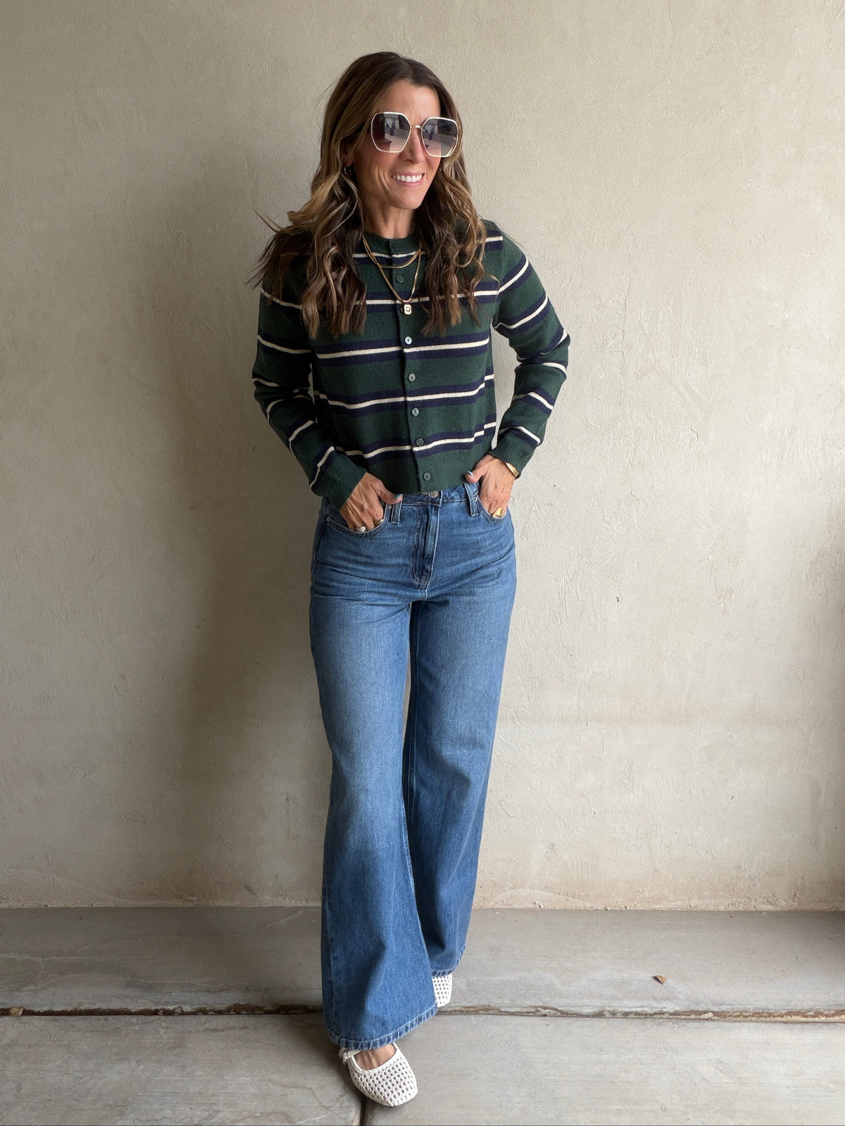 Kimberly Striped Sweater in Hunter Green