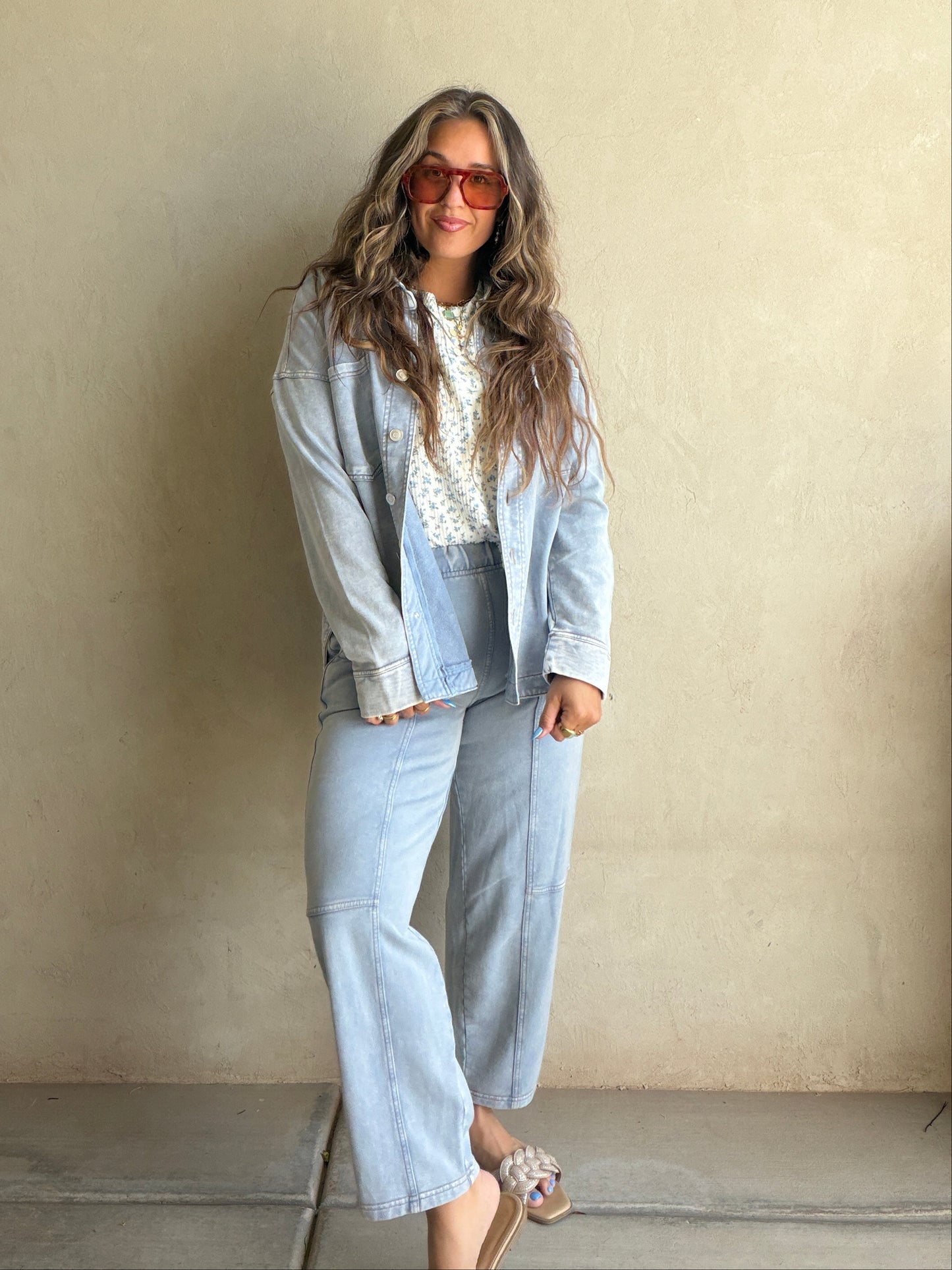 Keri Set in Acid Wash Blue