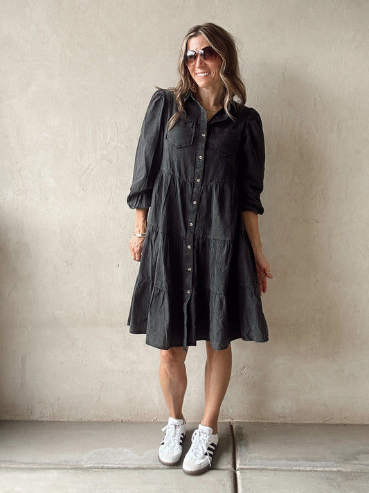 Kenlee Tiered Dress in Black