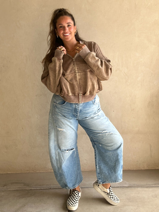 Kayla Bomber Jacket in Chocolate