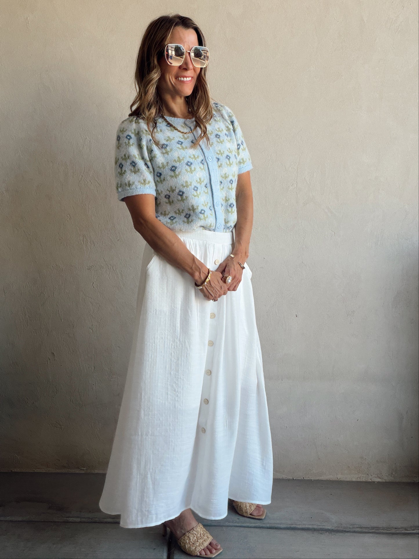 Kynlee Skirt in Linen White