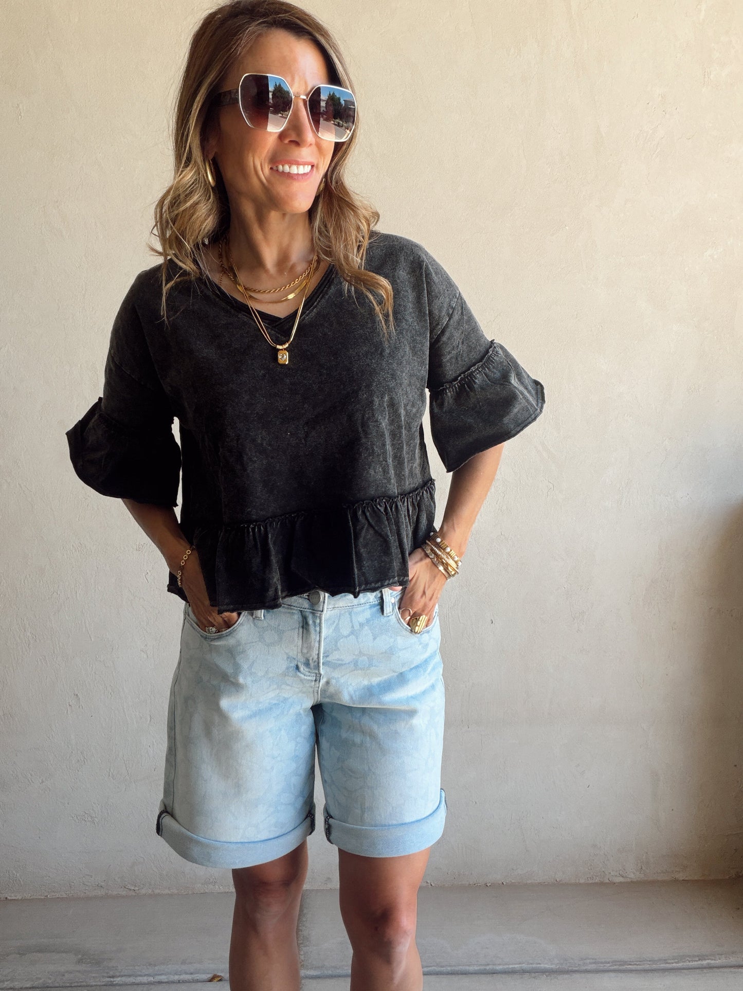 Natalia Flowy Top in Black