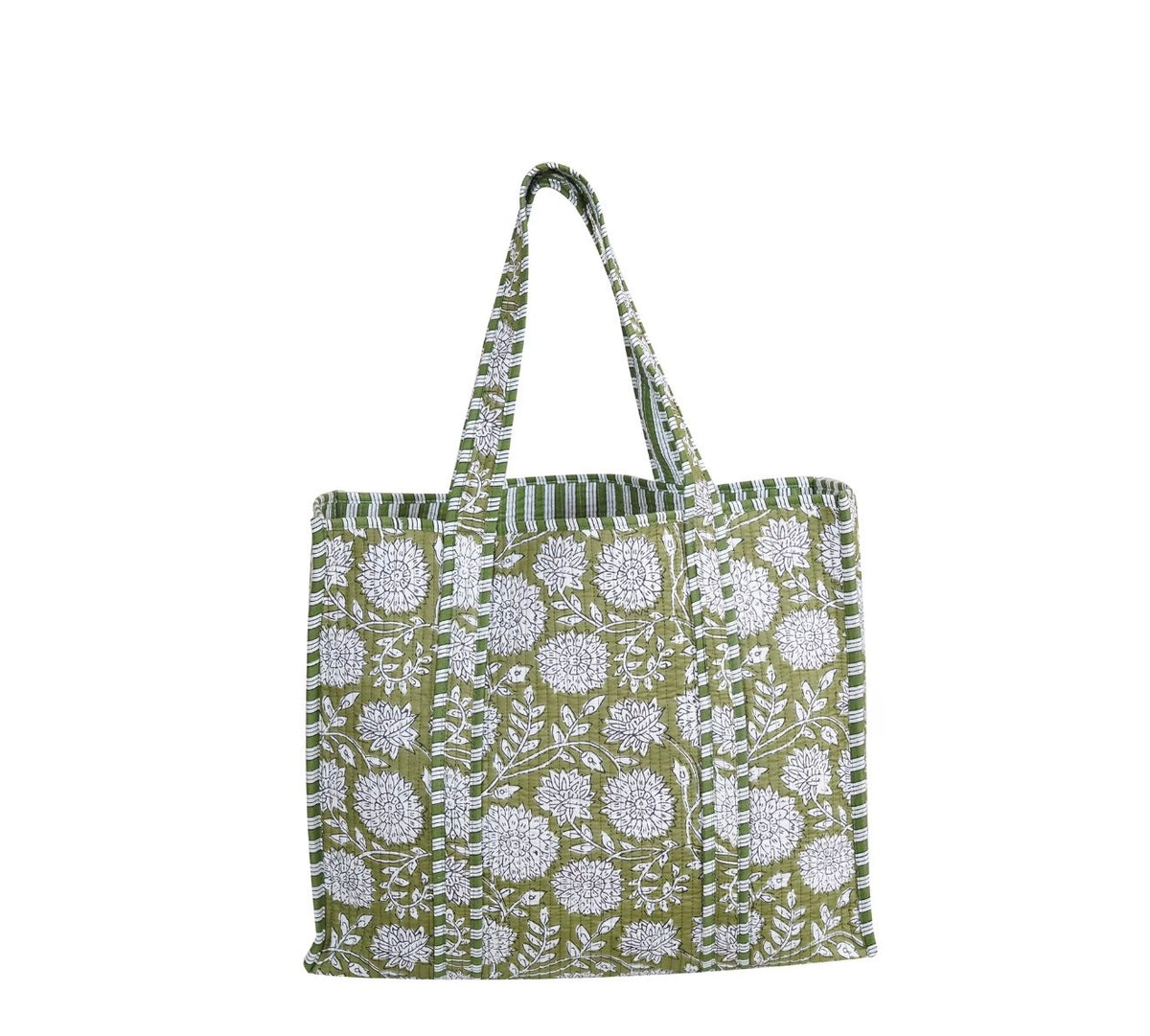 PREORDER | Mindee Quilted Bag – Green & White | Ships Mid-October