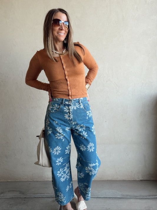 Becca Floral Jeans in Denim