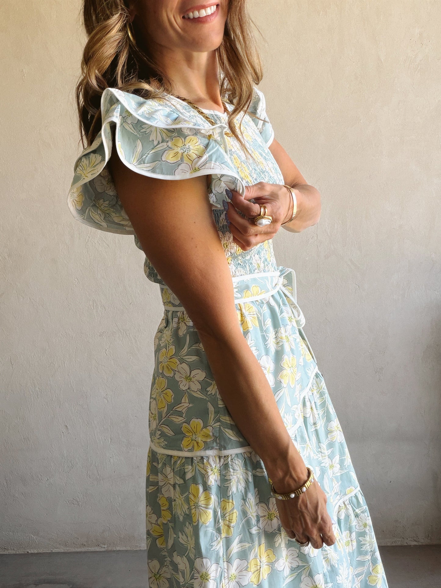 Cassandra Dress in Mint Floral