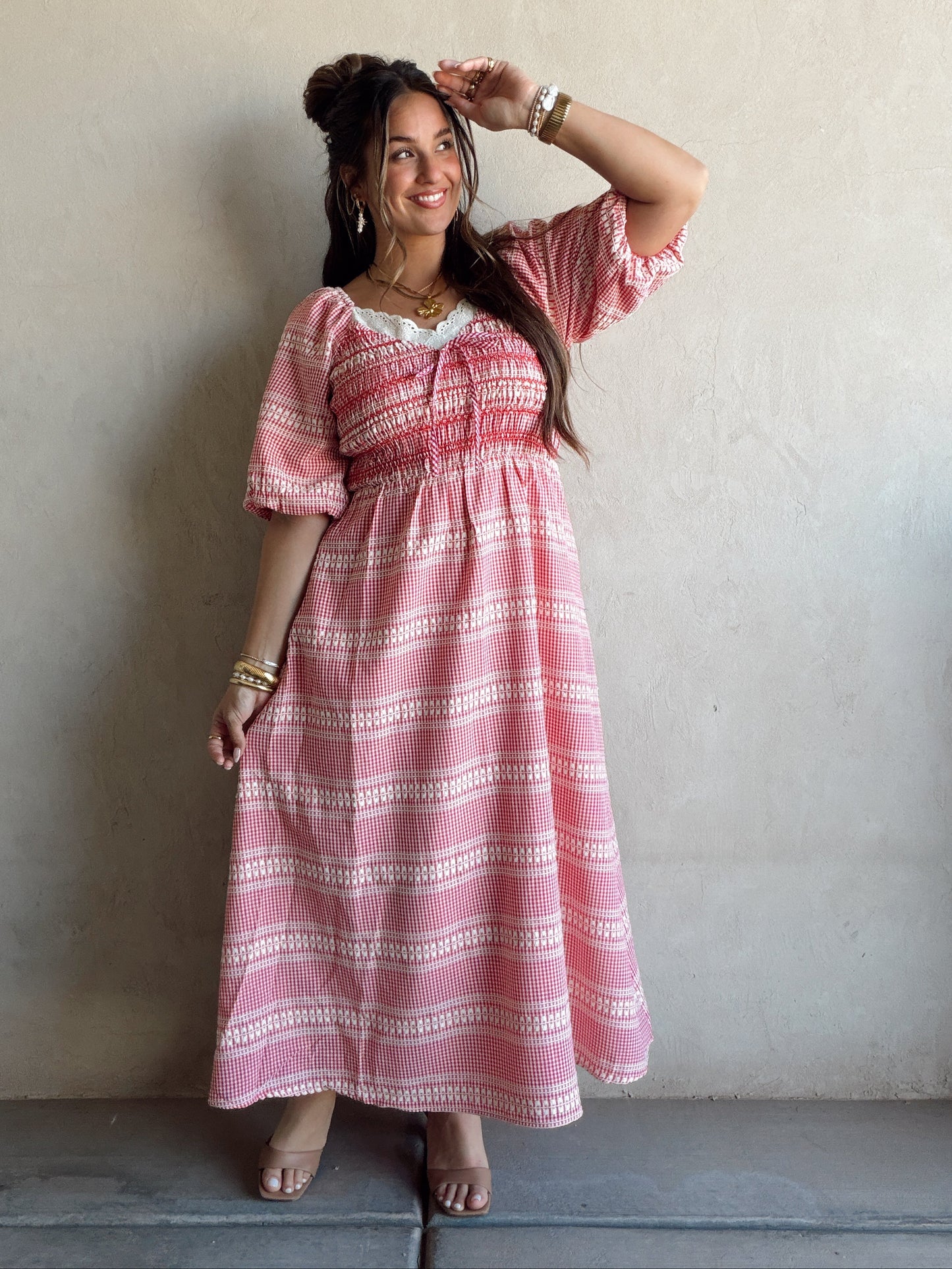 Liliana Dress in Red Check