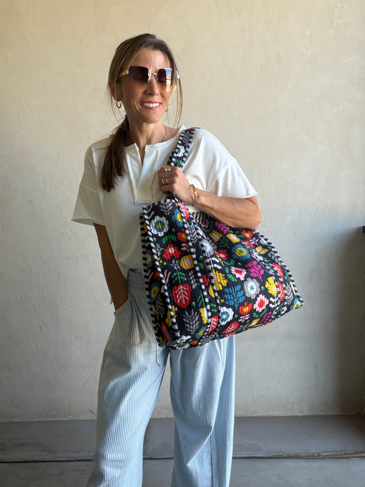 Mindee Quilted Bag – Black Floral