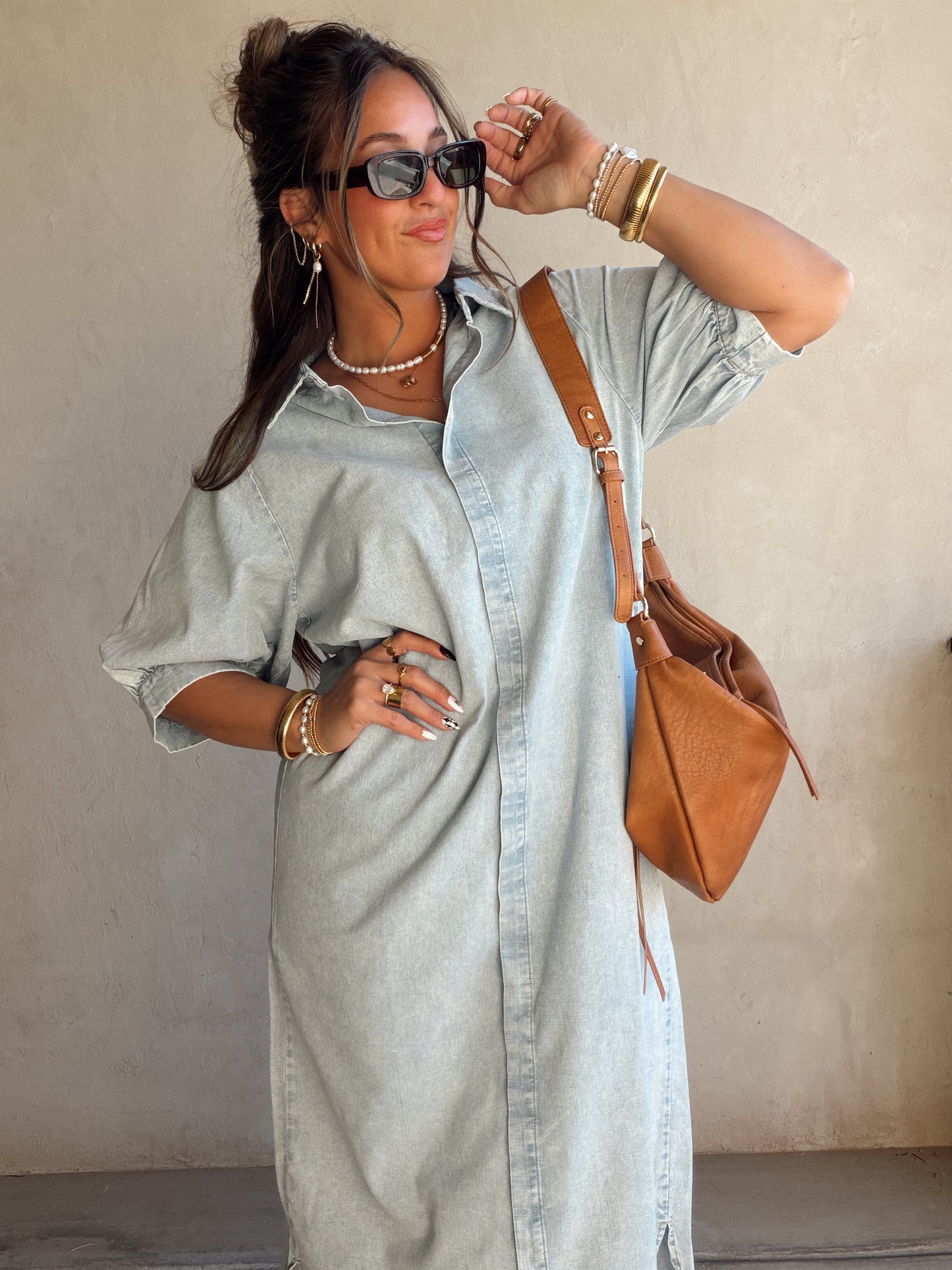 Anya Denim Dress in Light Wash