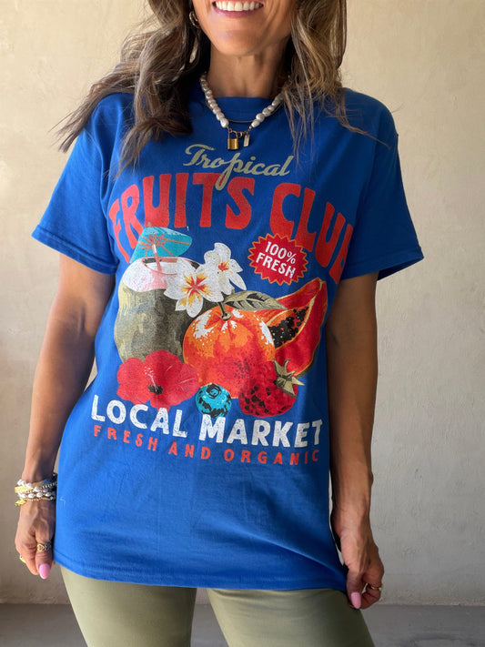 Fruit Market Tee in Royal Blue