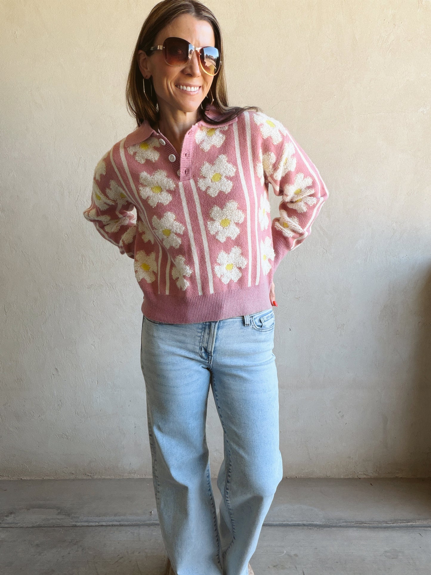 Shiloh Floral Sweater in Mauve