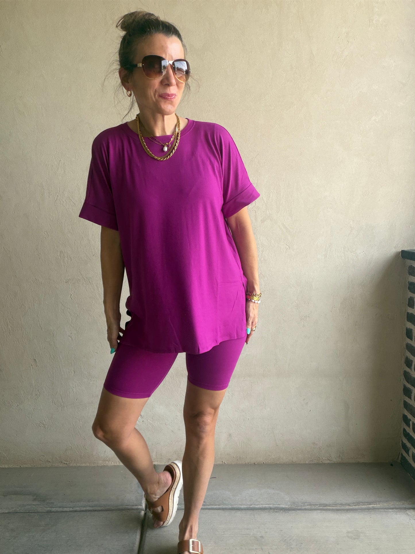 Jillian Heavenly Biker Set in Dark Magenta