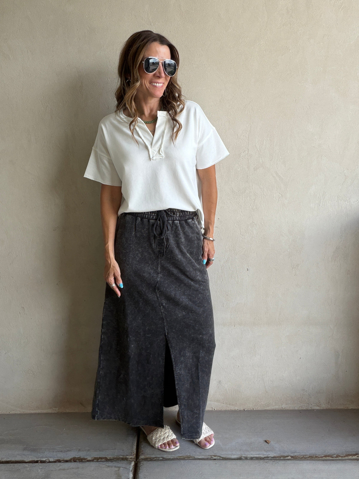 Corey Knit Skirt in Sunfade Black