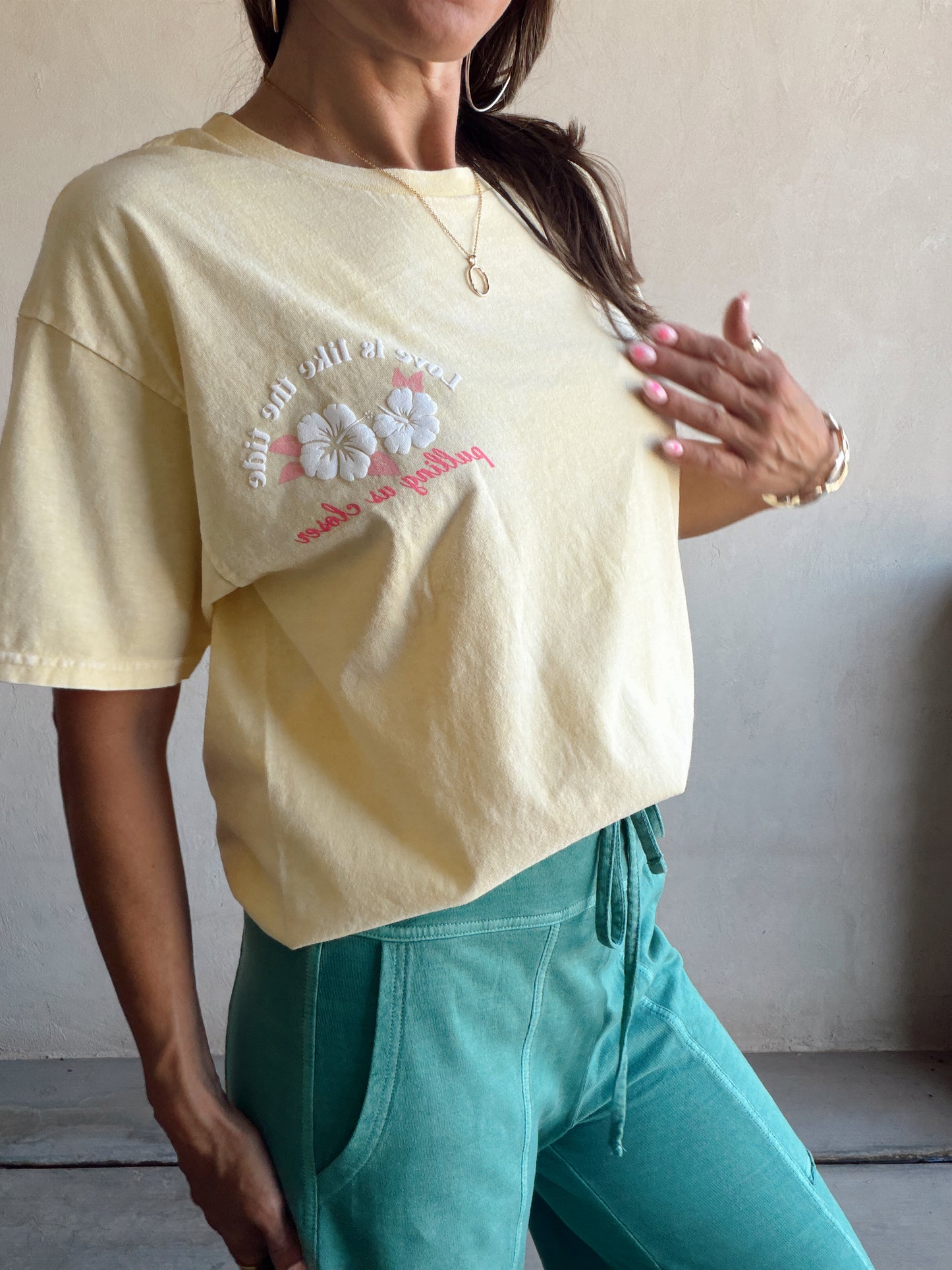 Love is like the Tide Tee in Soft Yellow