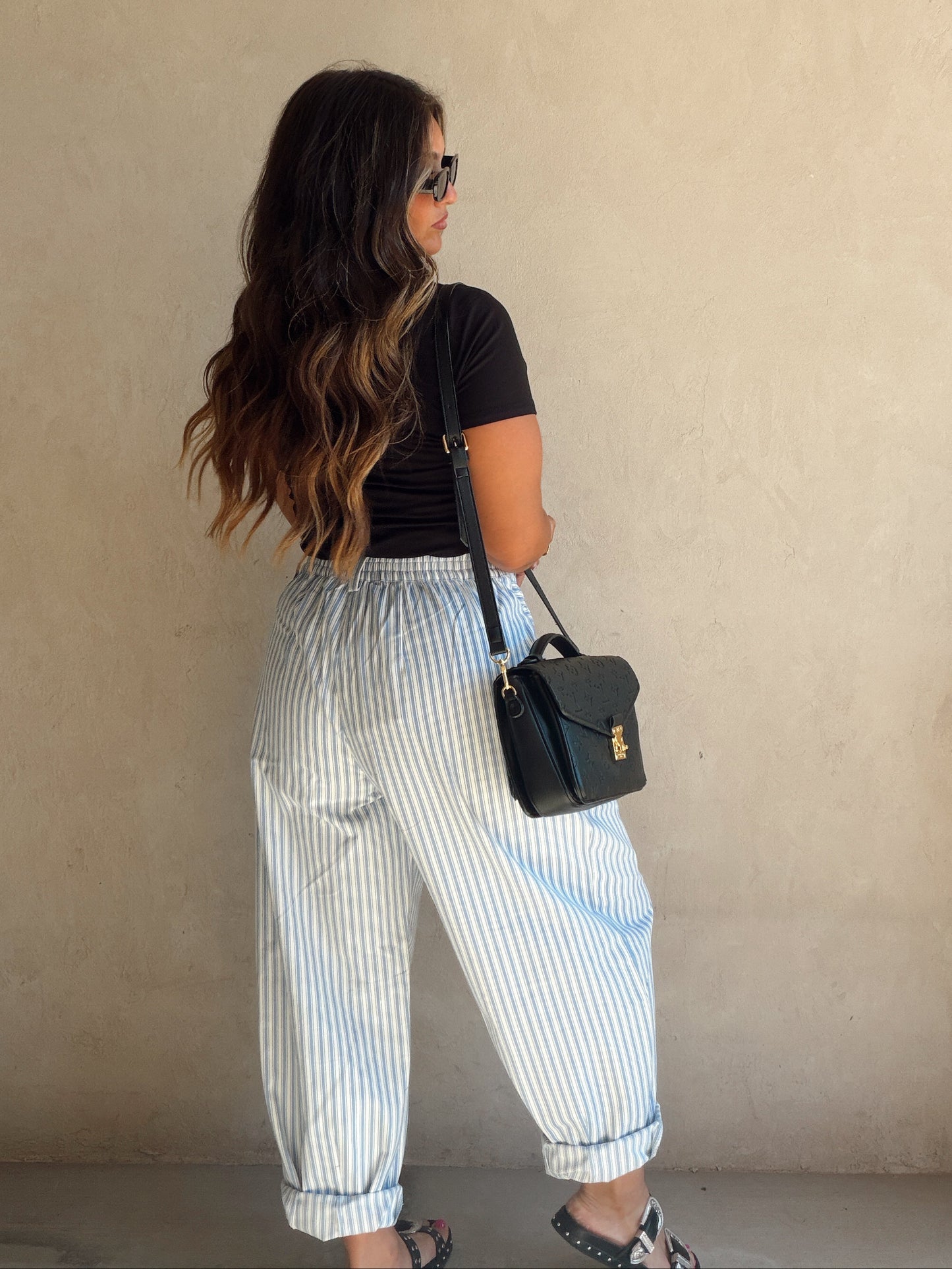 Jess Pants in Baby Blue & White