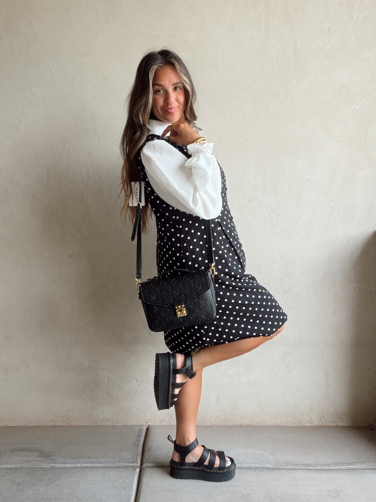 Keelee Polka Dot Dress in Black & White