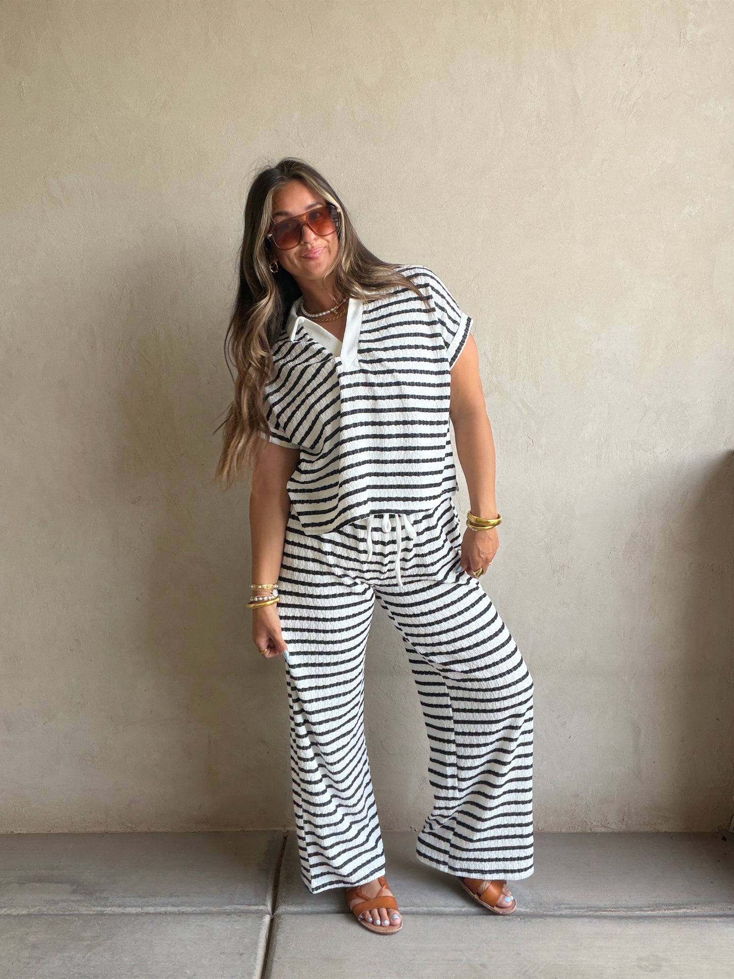Annabelle Set in Black & White Stripe