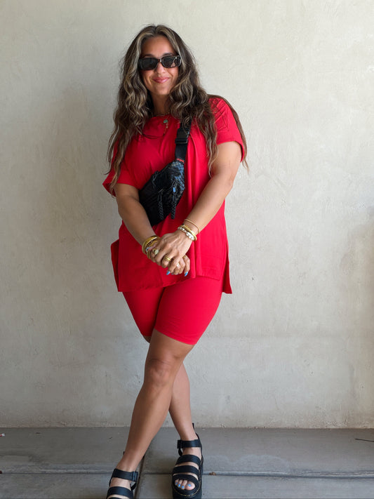 Jillian Heavenly Biker Set in Red