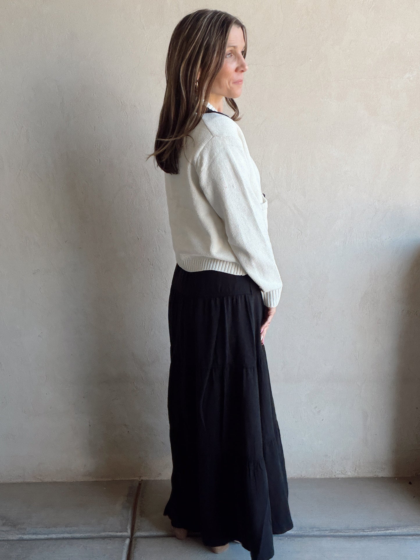 Elaina Sweater in Ivory & Black