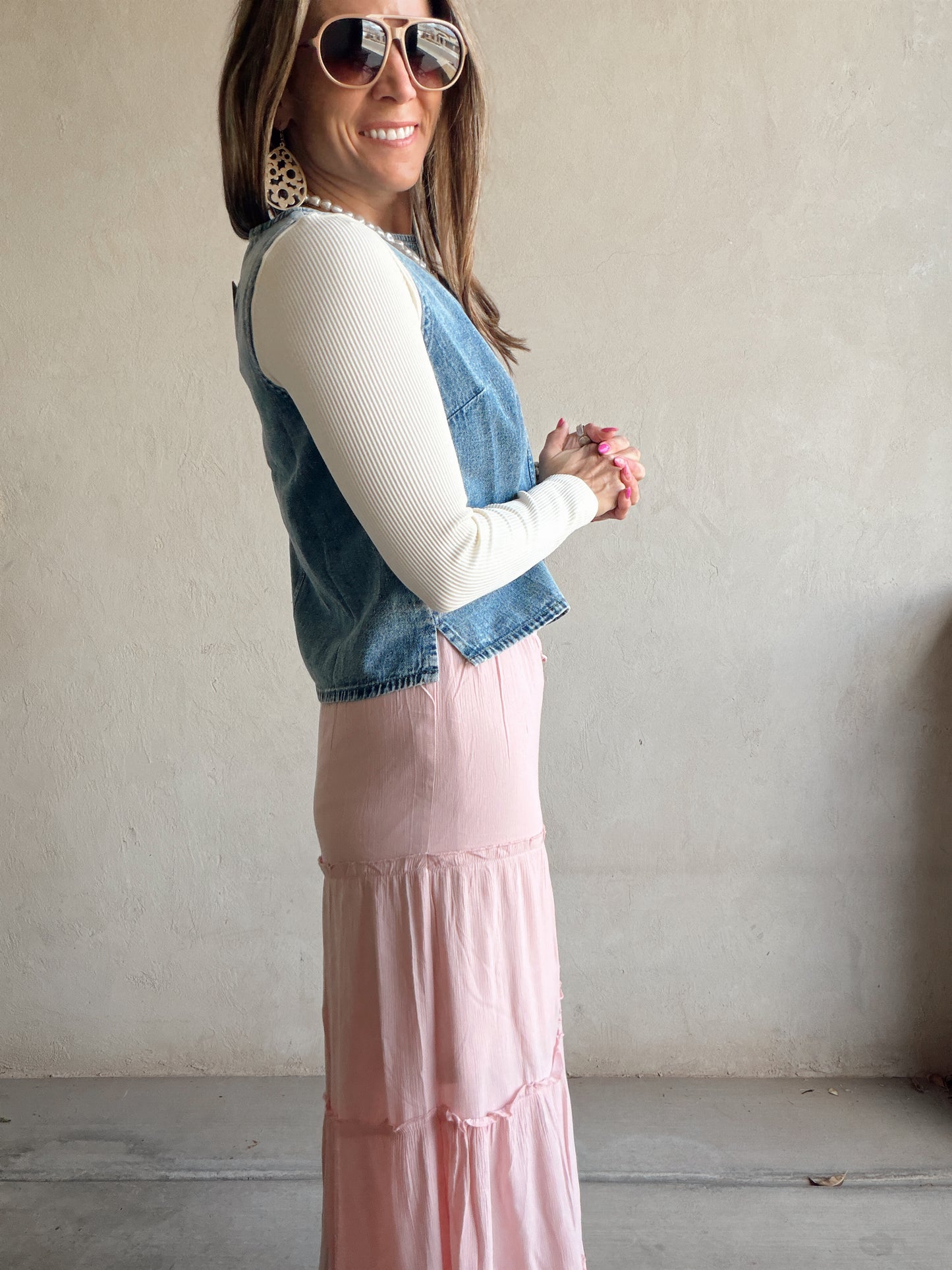 Terry Maxi Skirt in Pink