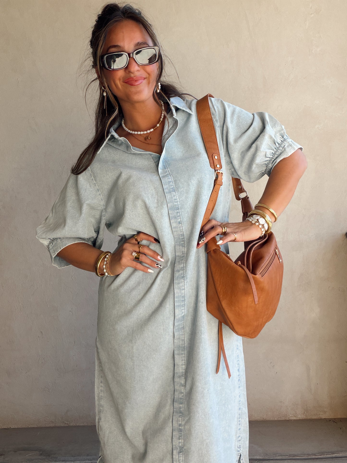 Anya Denim Dress in Light Wash