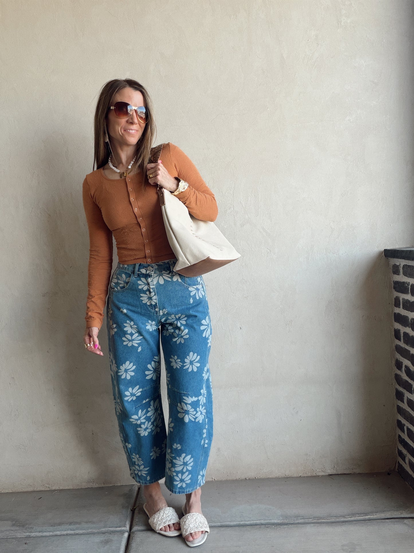 Becca Floral Jeans in Denim