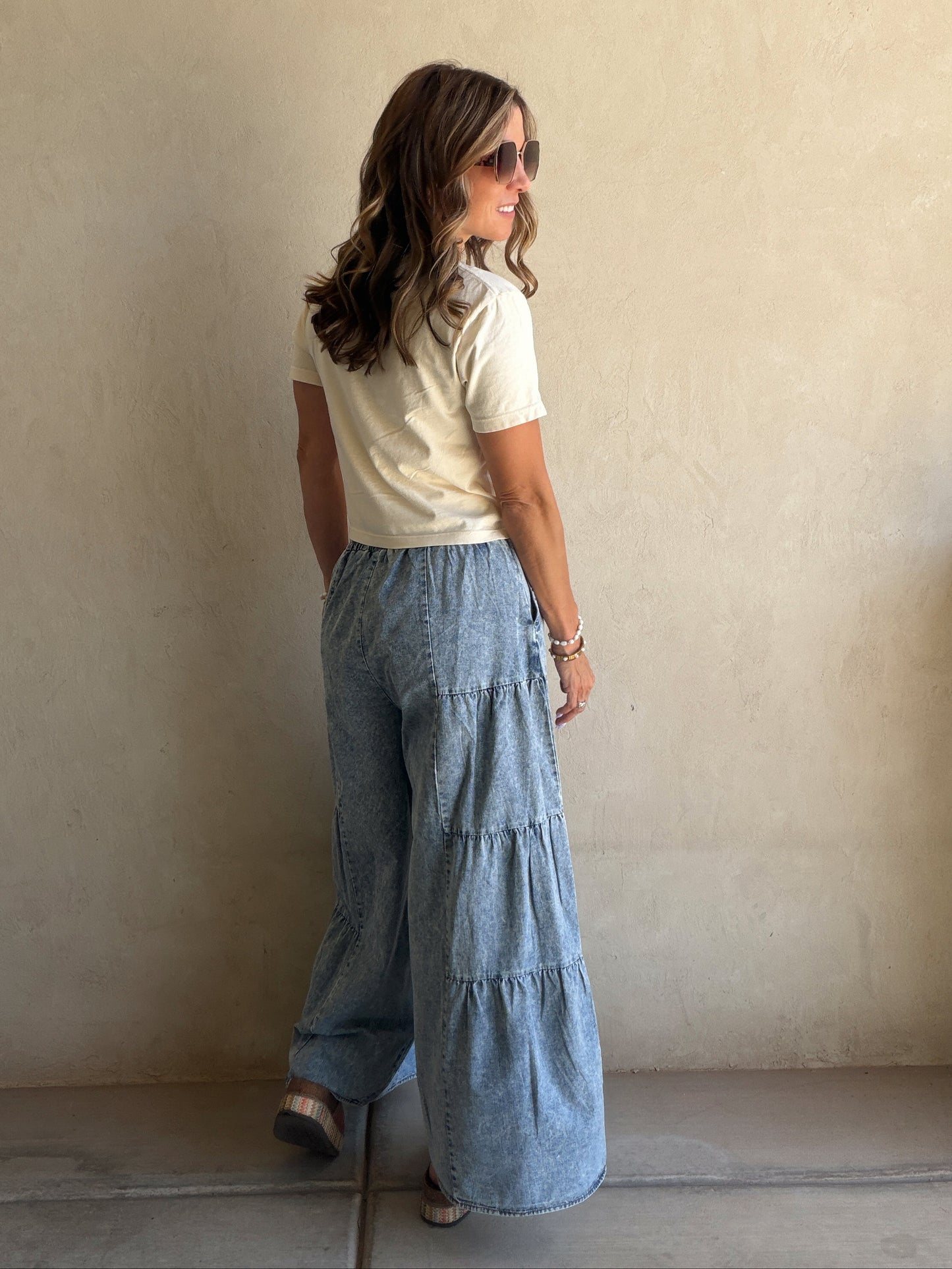 Tyra Tiered Pants in Medium Wash