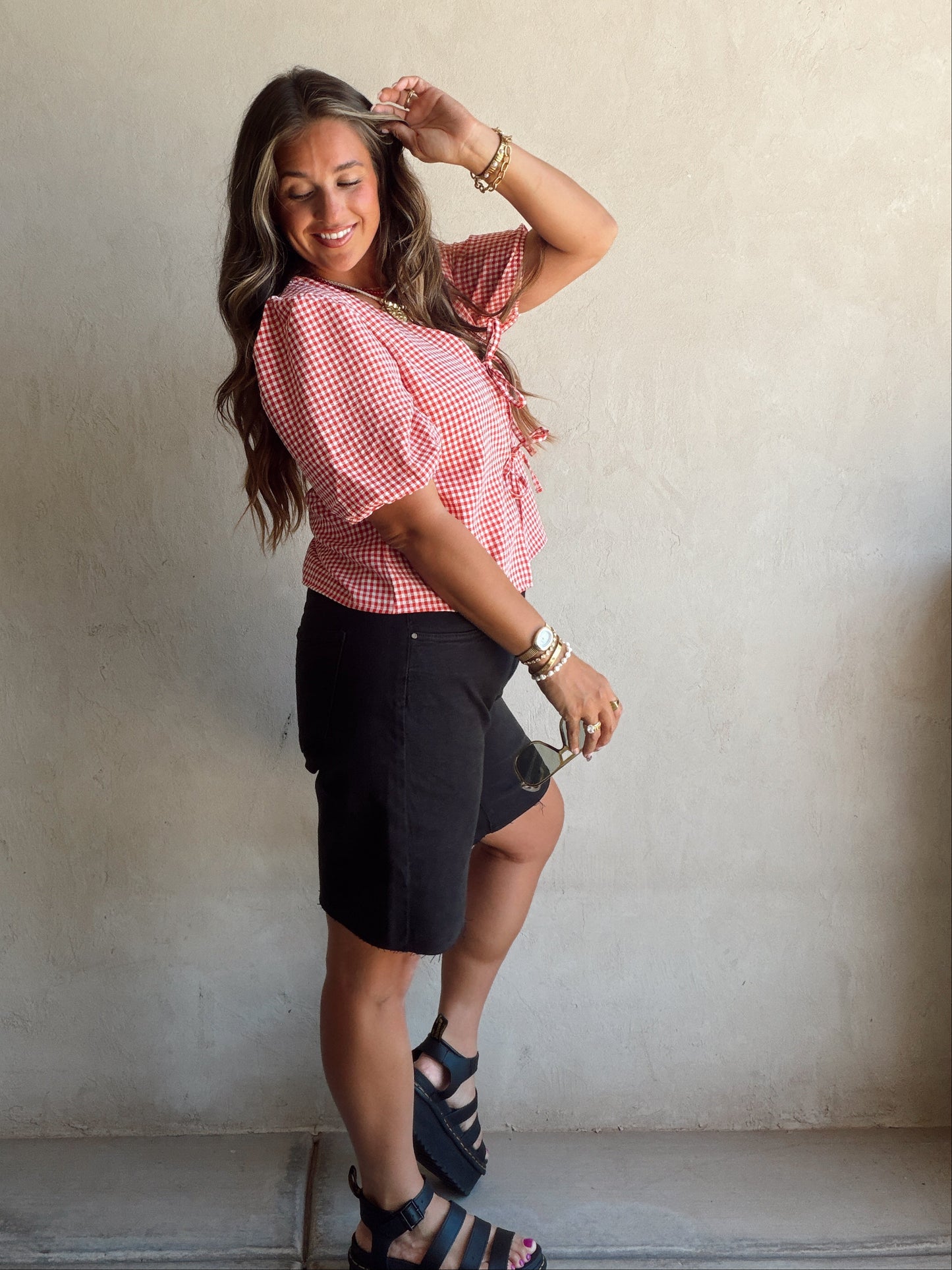 Emily Top in Red & White