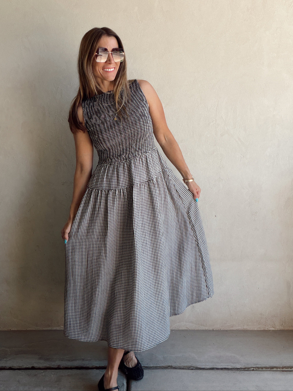 Denise Dress in Gingham Dress in Black & White