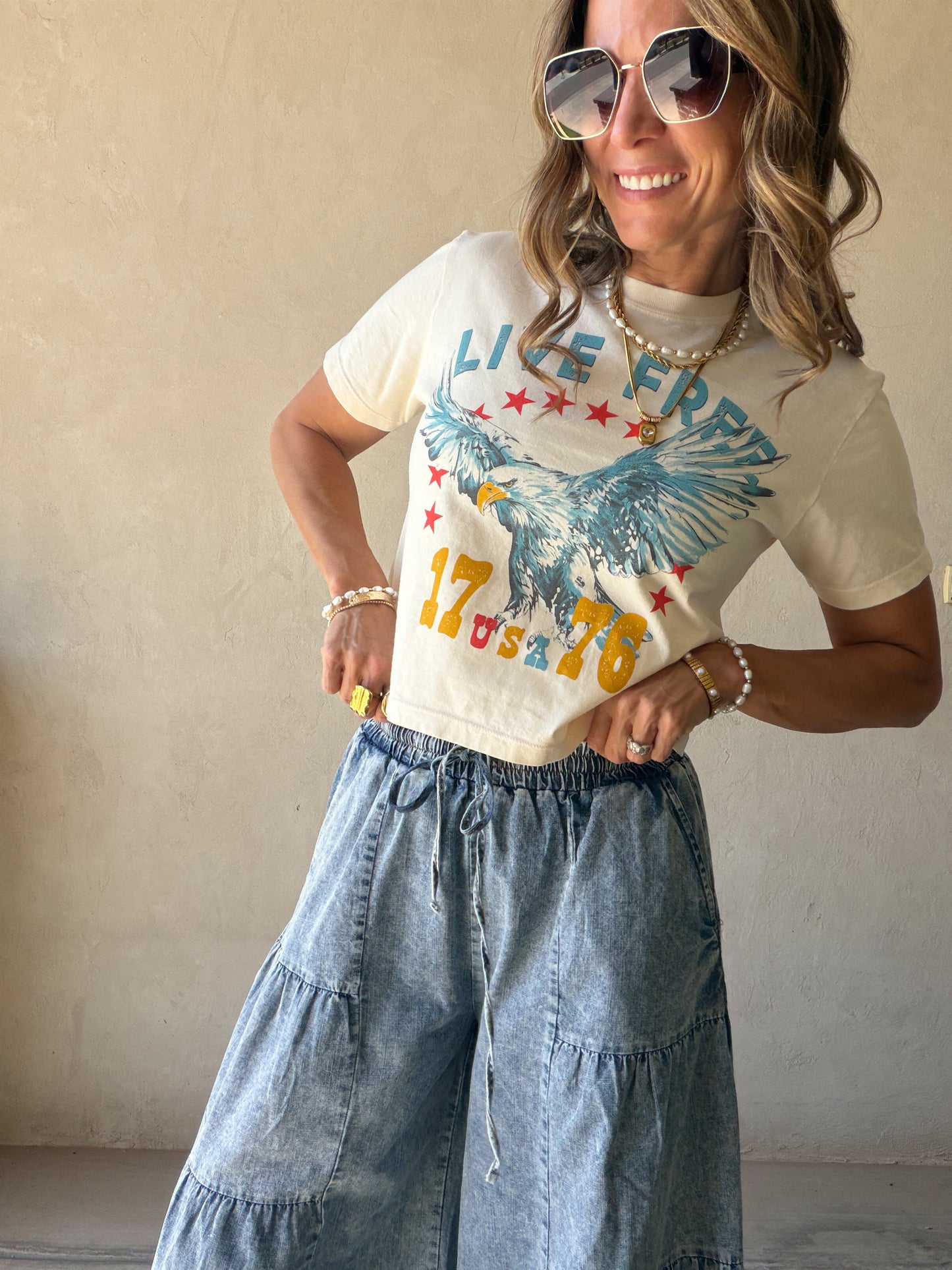 Tyra Tiered Pants in Medium Wash