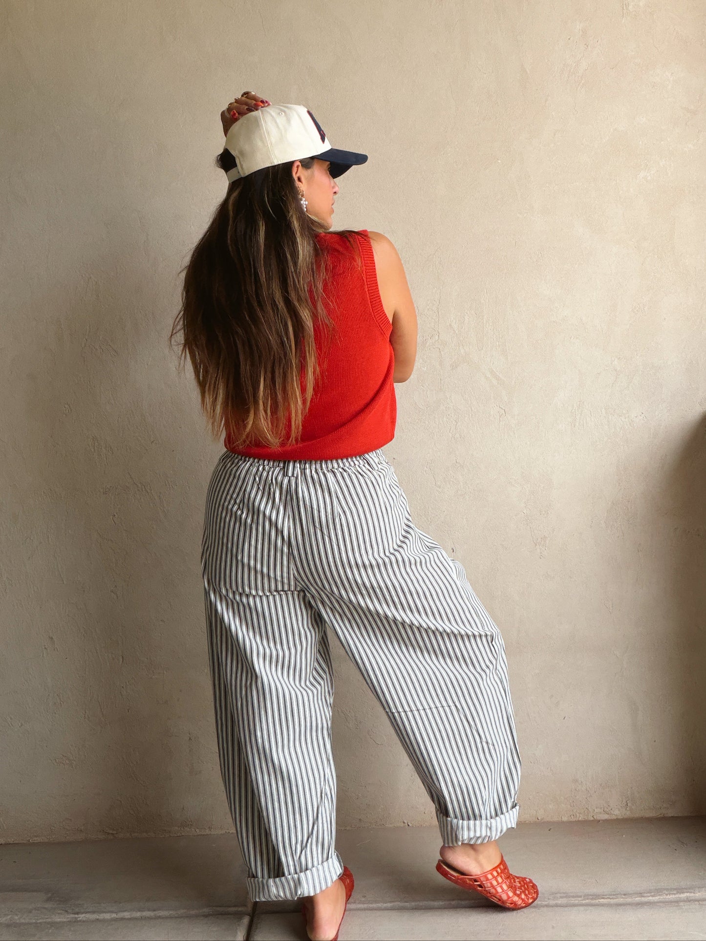 Jess Pants in Dark Green & White