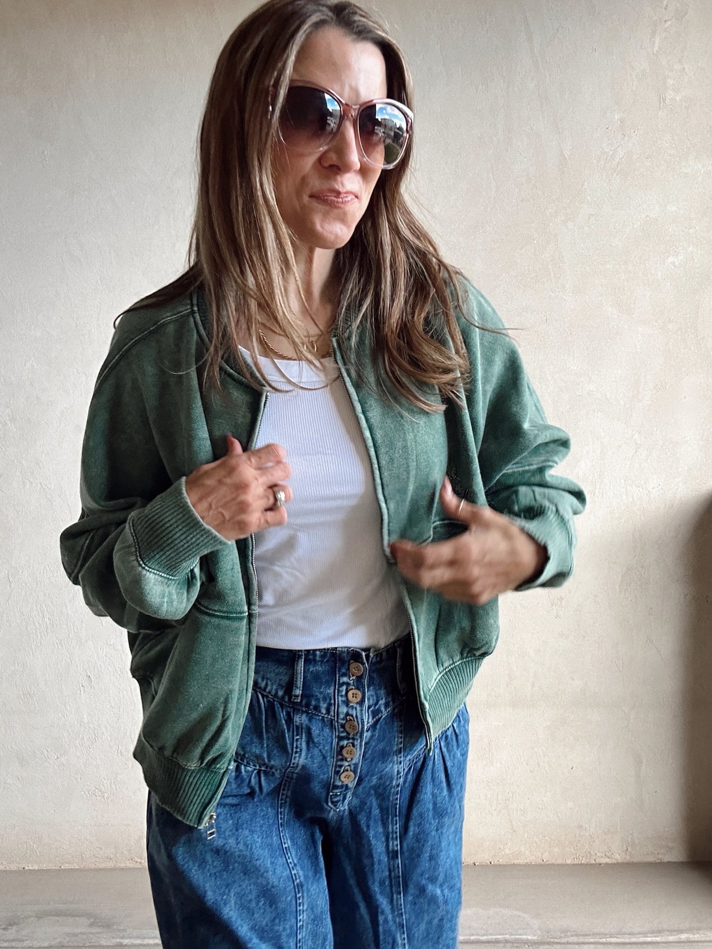 Kayla Bomber Jacket in Green