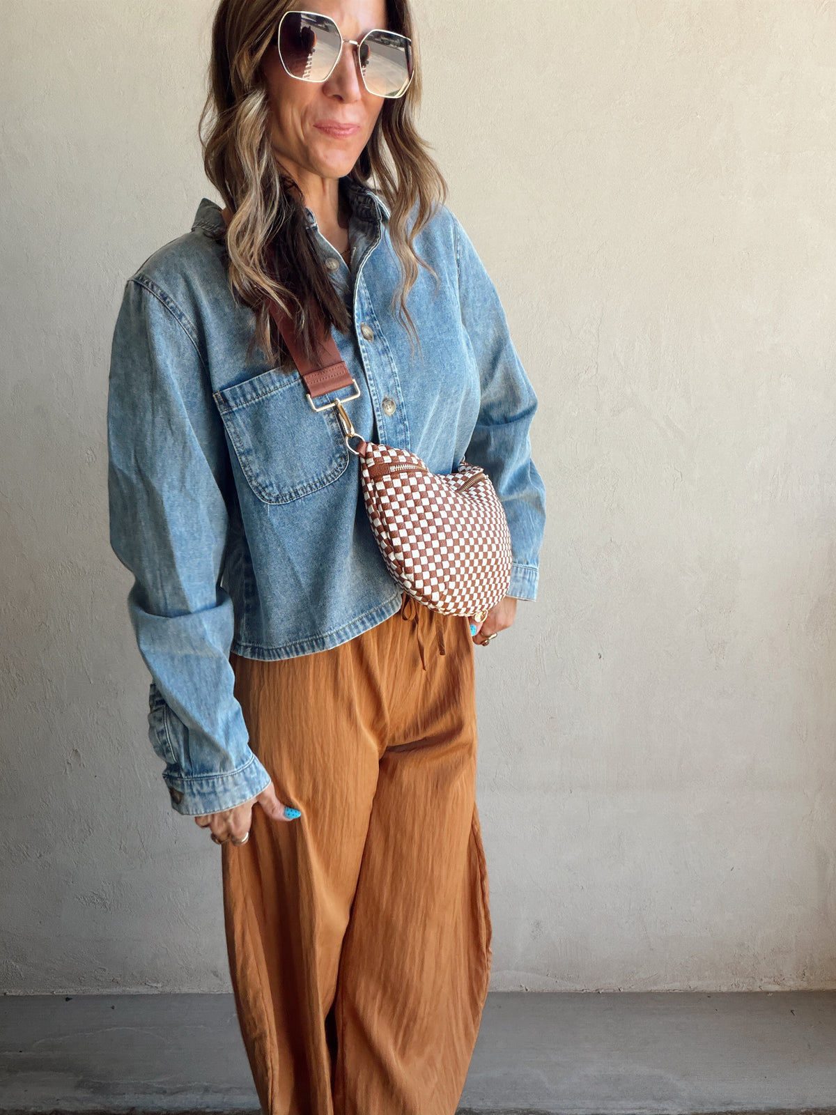 Betty Crossbody Bag in Cognac & Cream