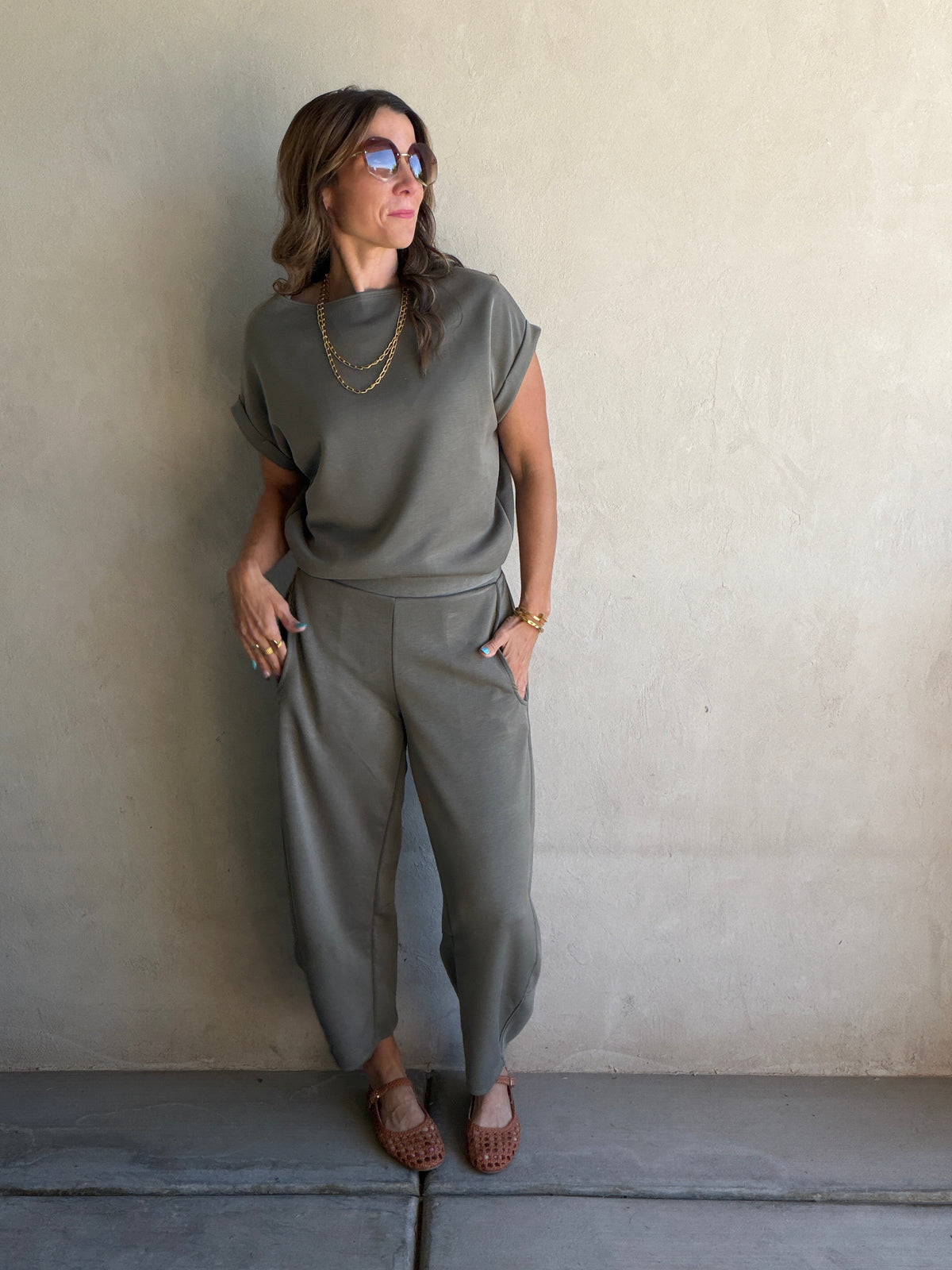 Keri Set in Olive Gray