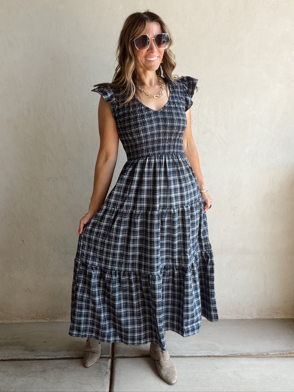 Emma Dress in Blue Plaid