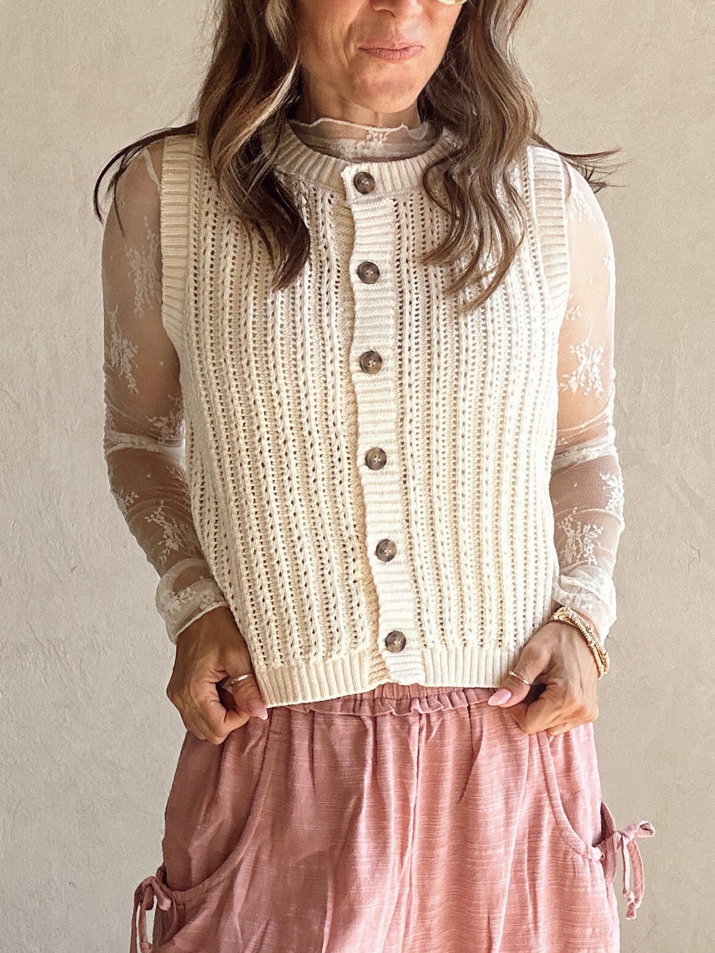 Steph Sweater Vest in Cream