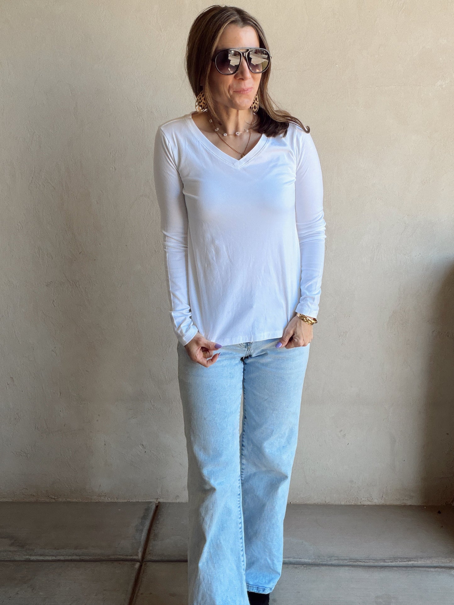 Lilly V-Neck Top in White