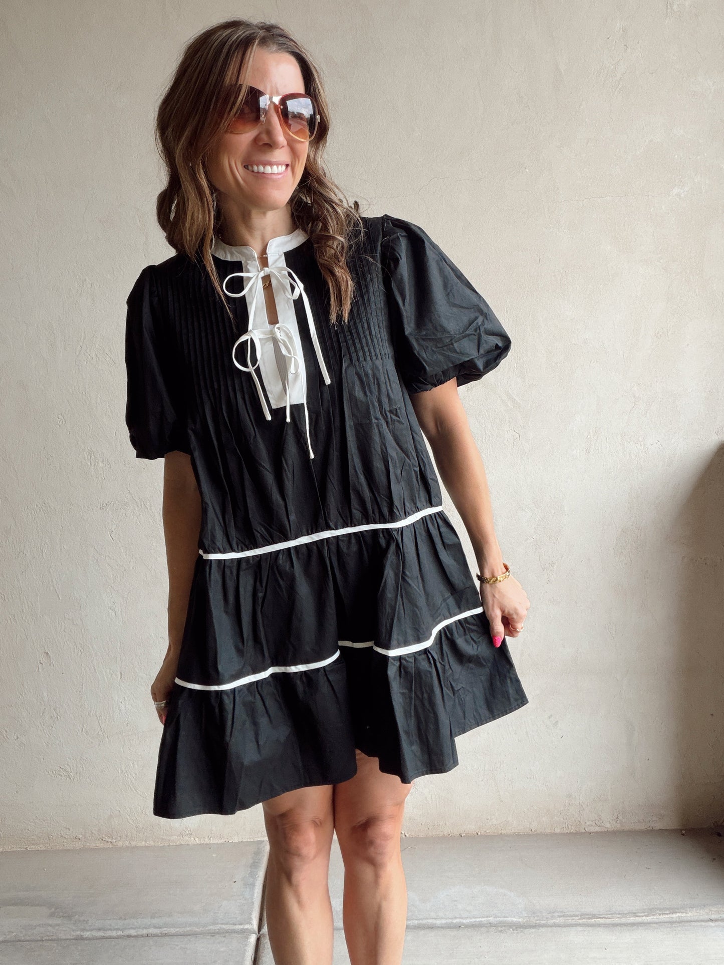 Piper Tiered Midi Dress in Black