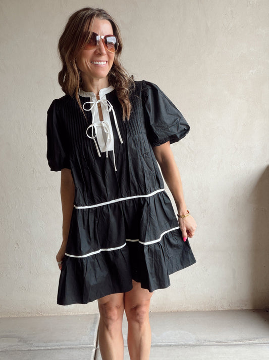 Piper Tiered Midi Dress in Black