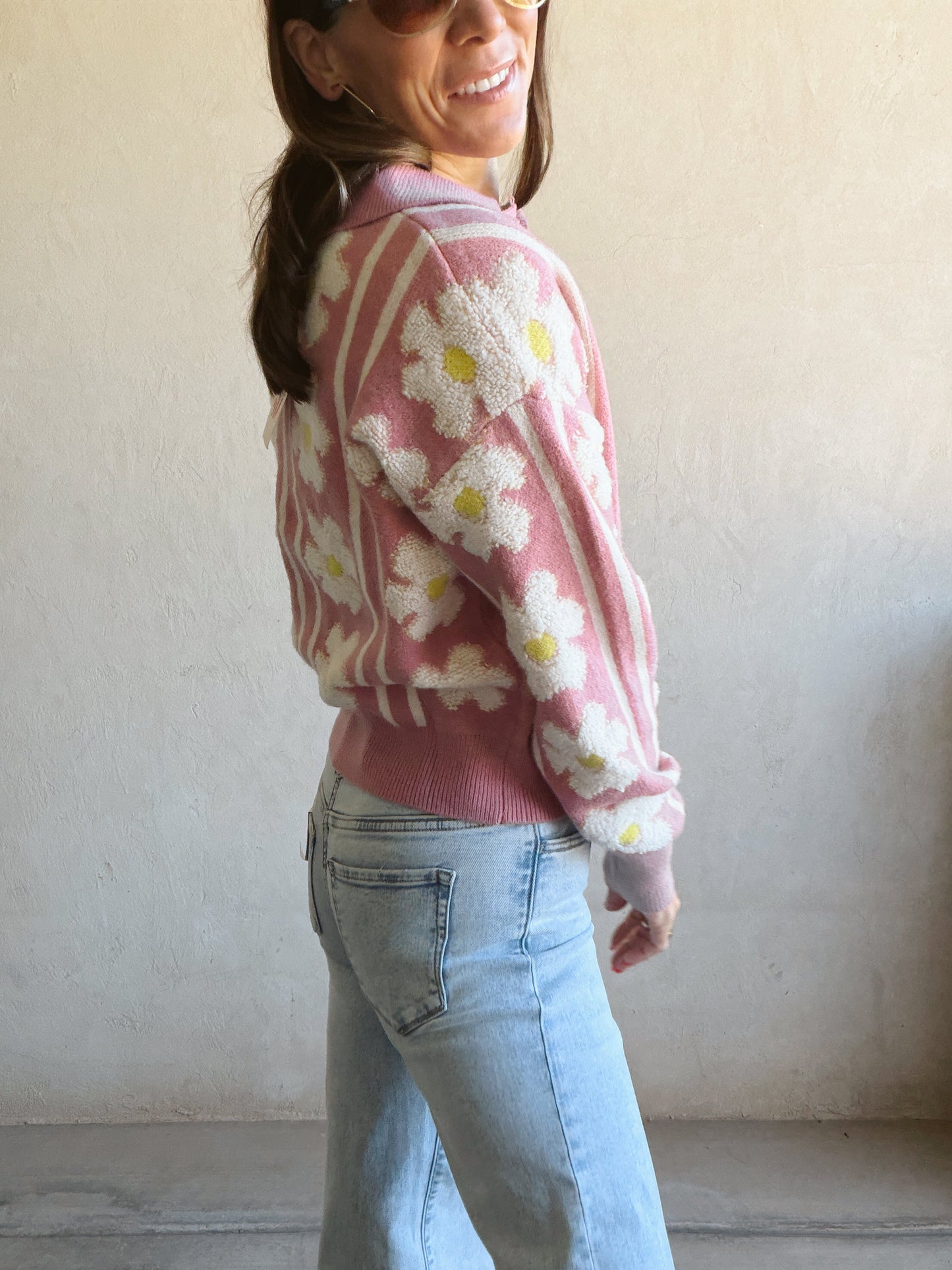 Shiloh Floral Sweater in Mauve