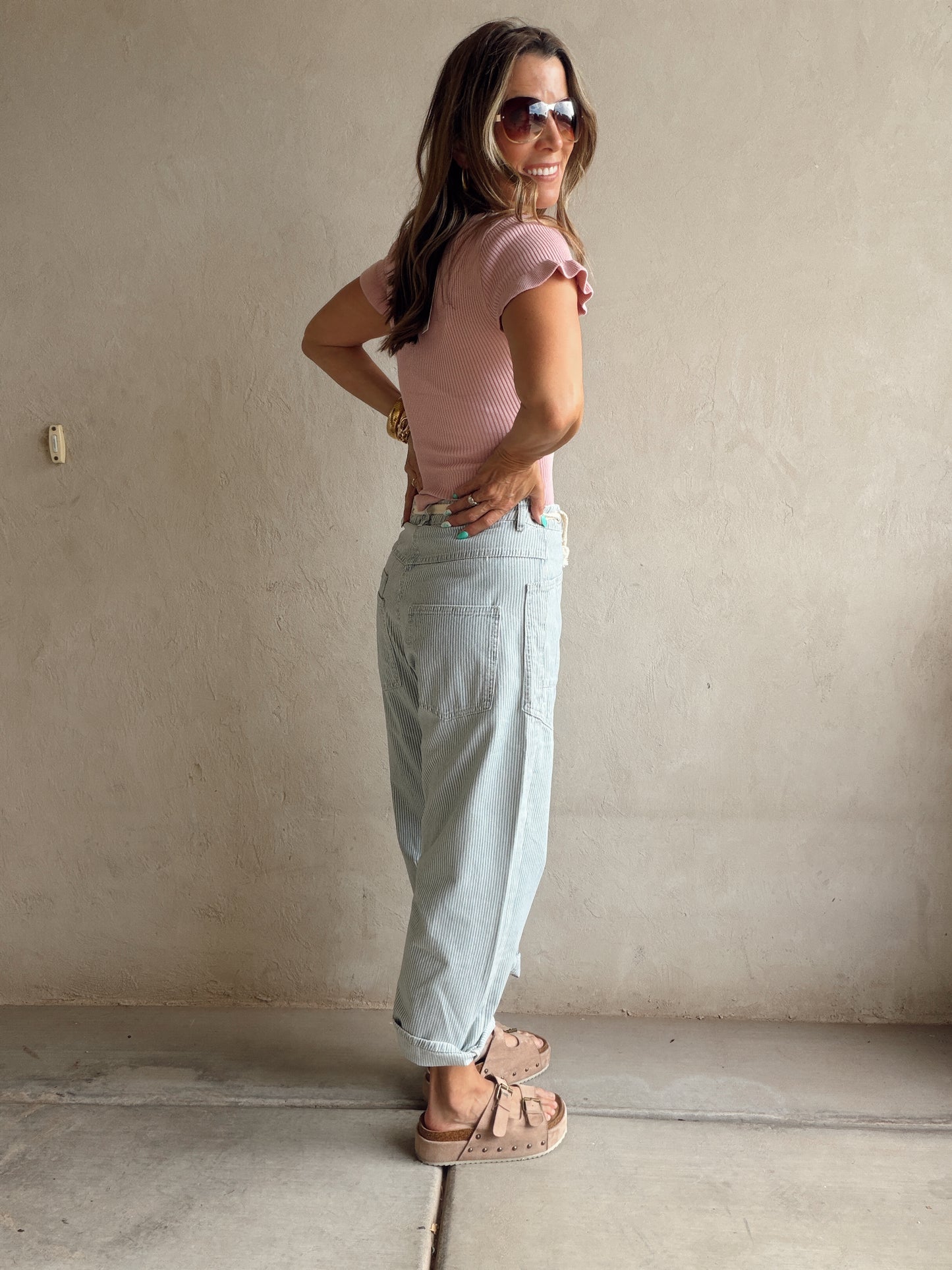 Rilee Ribbed Scoop Neck Top in Mauve
