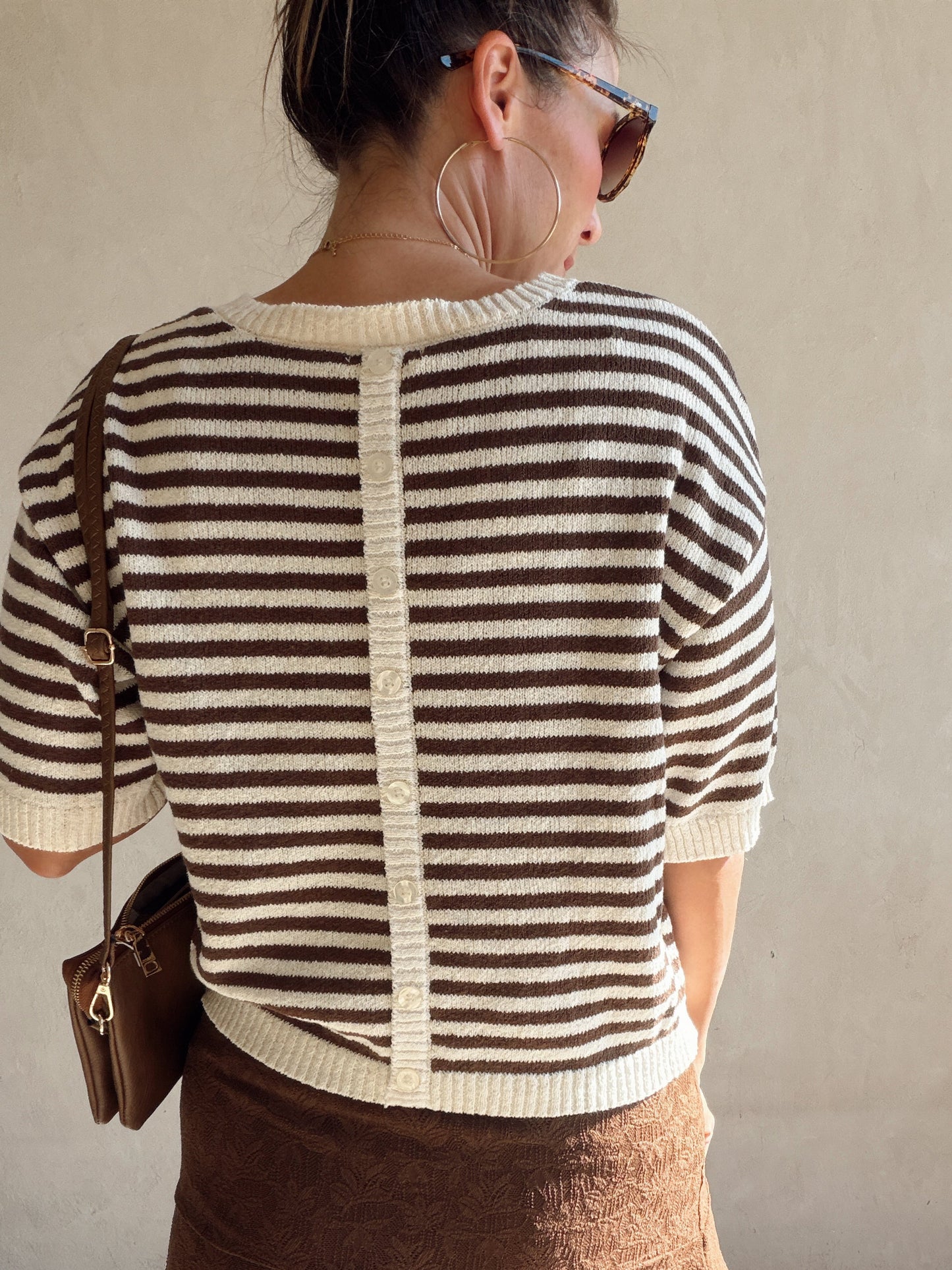 Emerald Striped Top in Chocolate & Cream