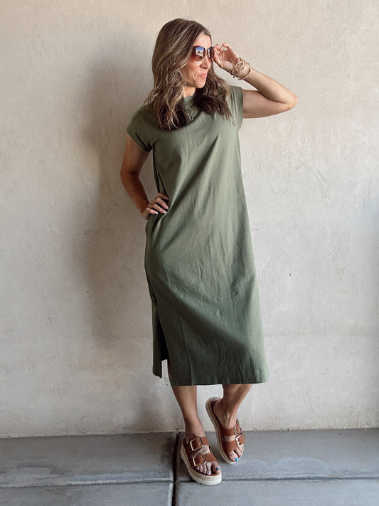 Channing Knit Dress in Olive