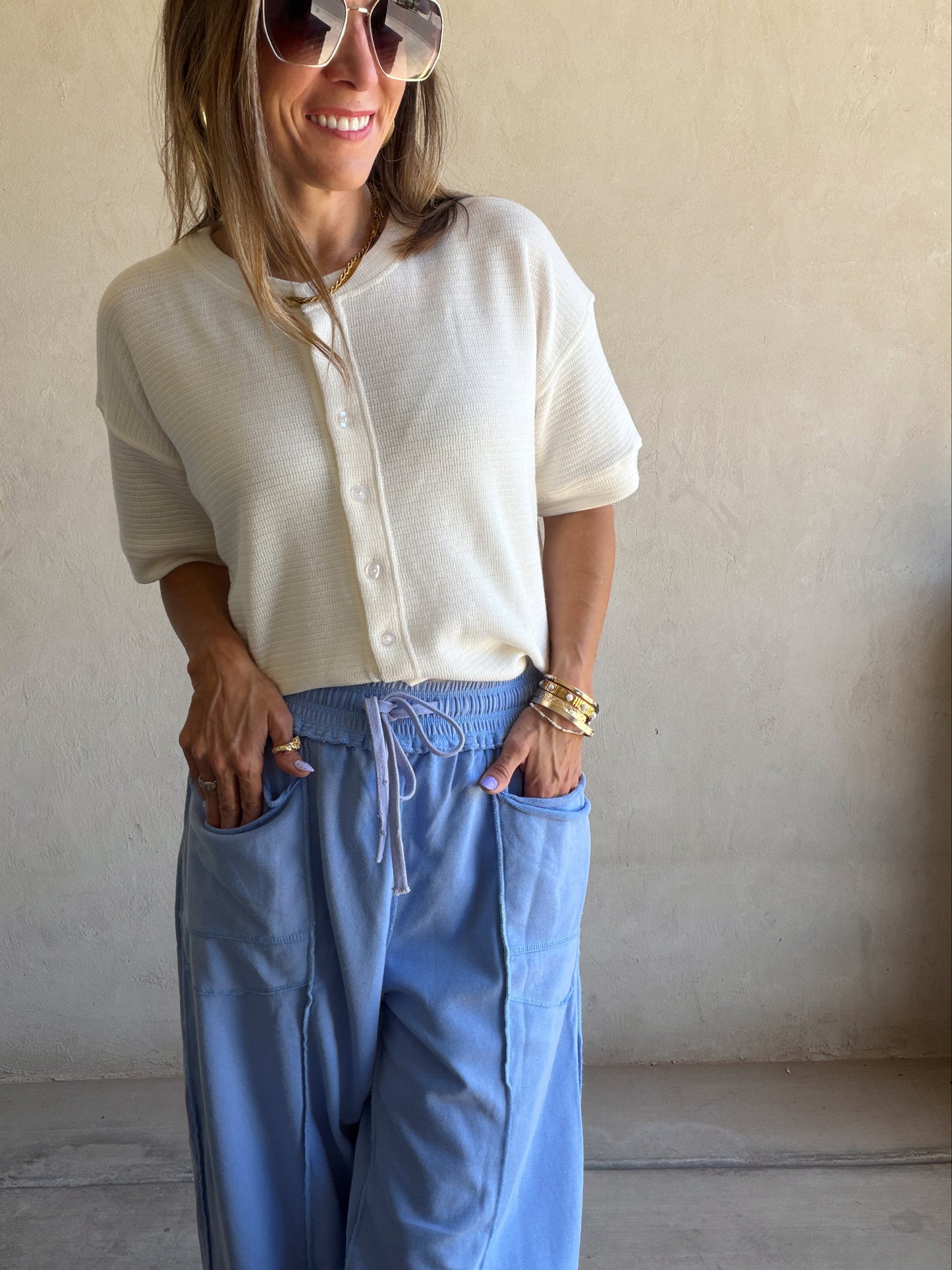 Heather Barrel Sweats in Periwinkle