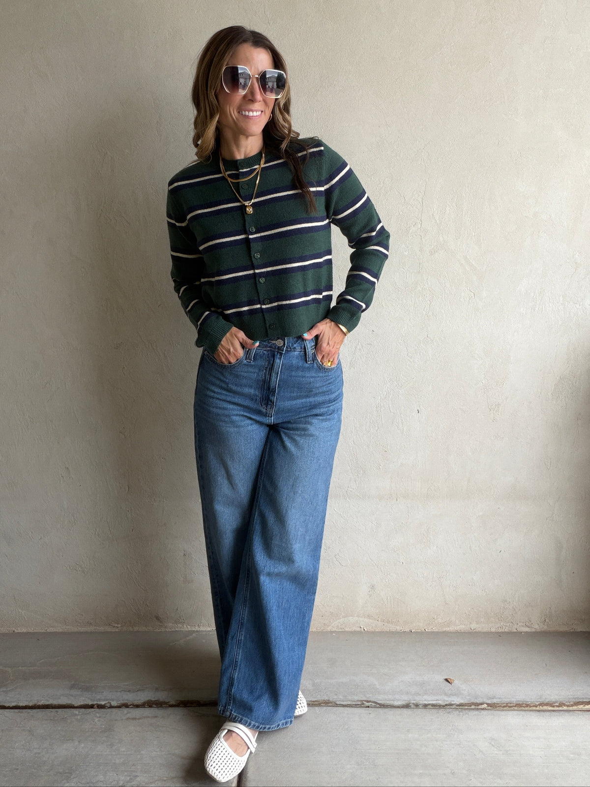 Kimberly Striped Sweater in Hunter Green