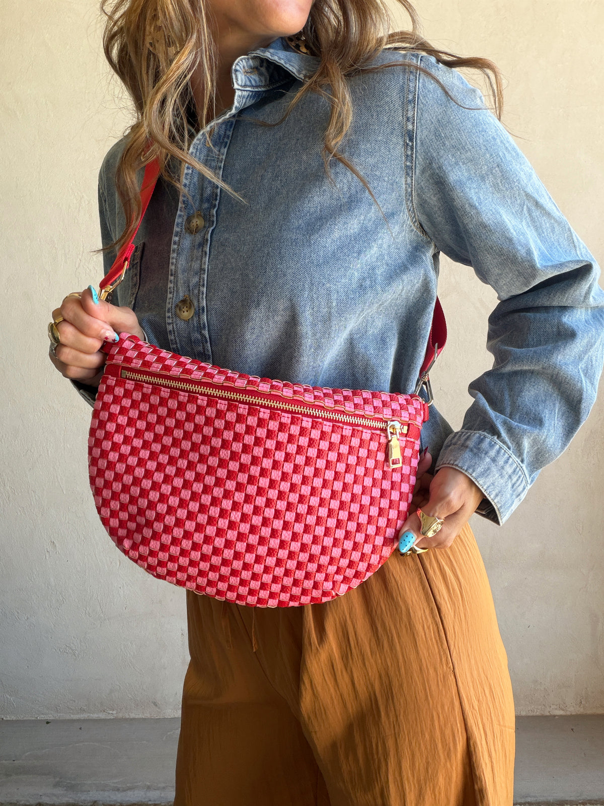 Betty Crossbody Bag in Raspberry & Pink
